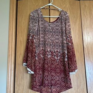 Bohemian style dress with bell sleeves